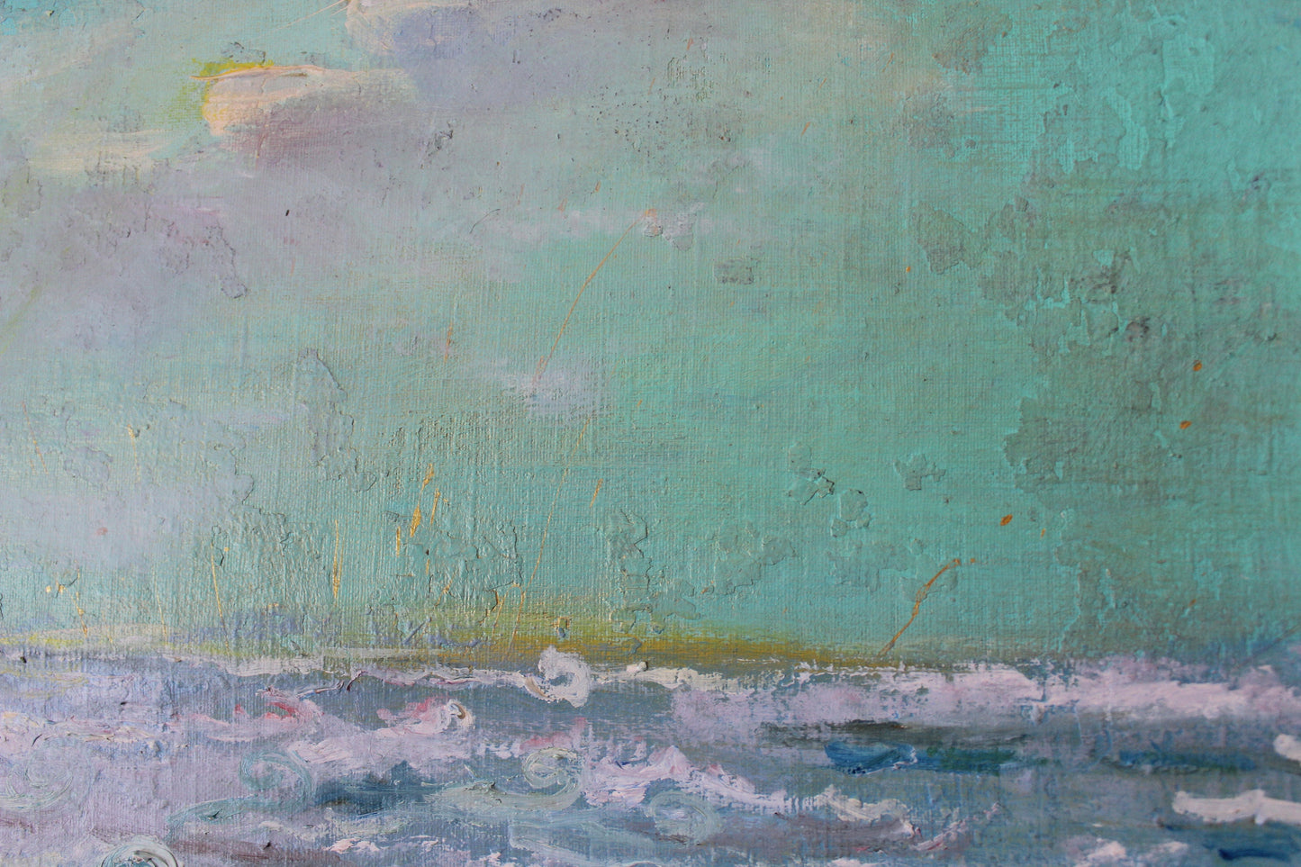 Original painting on antique canvas, seascape, sailboat, signed S.Graff, COA