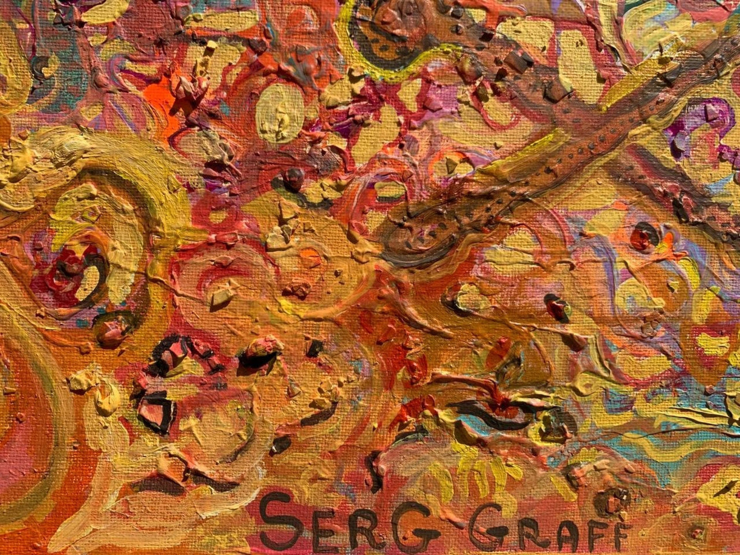 Serg Graff Abstract Original Painting “Forgotten Brushes” 2021, Framed COA