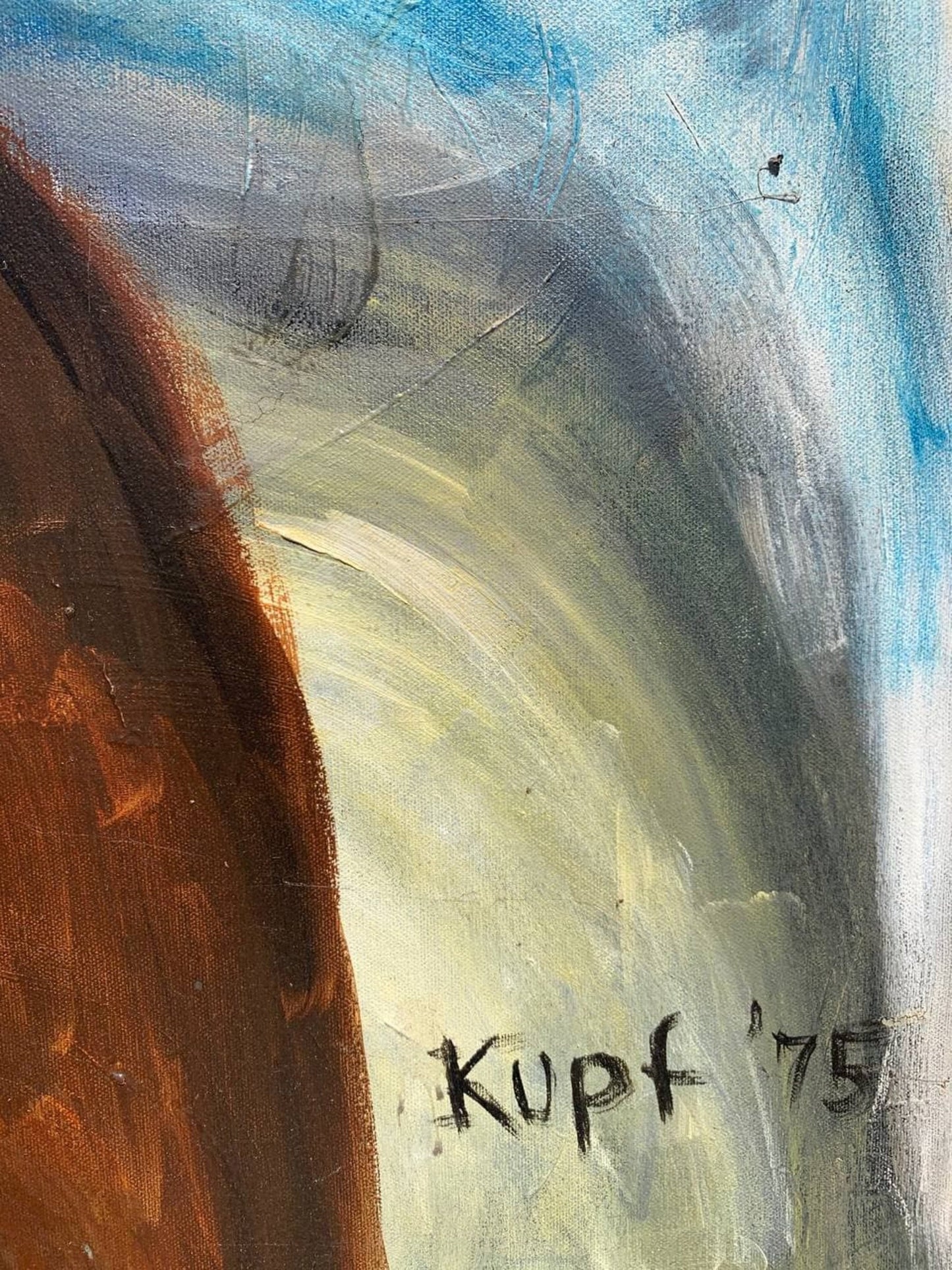 Meyer Kupferman (1926-2003) abstract portrait oil painting on canvas 1975