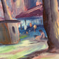 Vintage oil painting on canvas, Danish Artist N.Madsen, Cityscape, Street scene