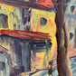 Vintage oil painting on canvas, Danish Artist N.Madsen, Cityscape, Street scene