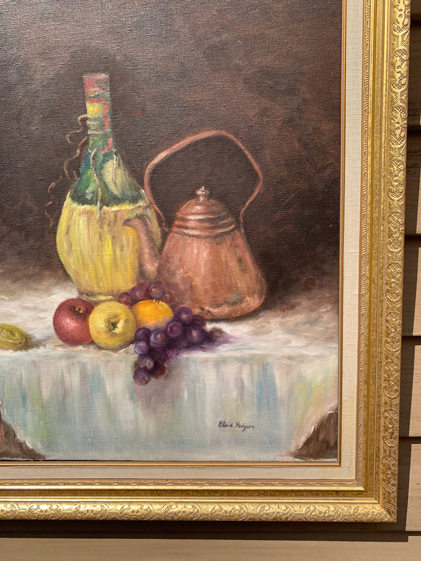 Vintage Original Oil Painting on Canvas Still Life, Framed, Signed