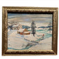 Vintage oil painting on board, Winter Rural Landscape, Signed, Framed