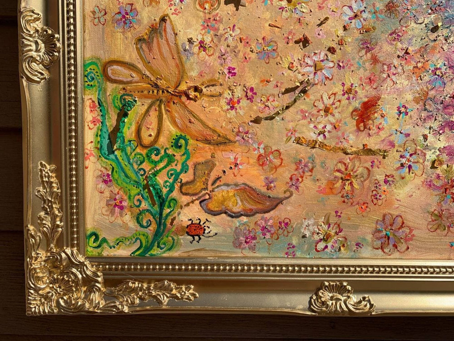 Textured Abstract Painting on Canvas, by Serg Graff, "Spring Dragonflies", COA