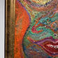 Textured Abstract Painting on Canvas by Serg Graff, "Three Eyed" COA, framed