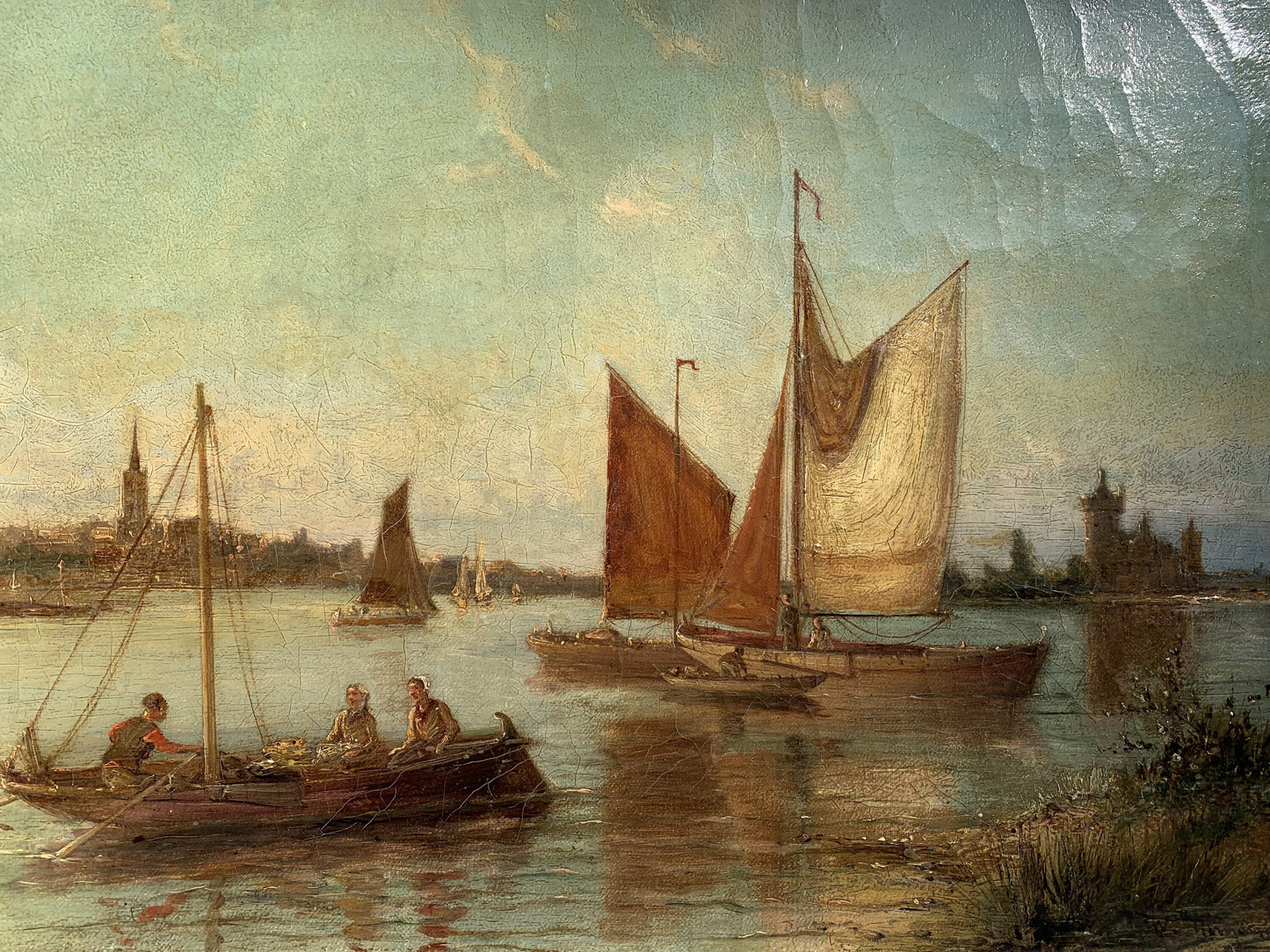 William Raymond Dommersen (Dutch, 1850-1927) Antique oil on canvas, Seascape