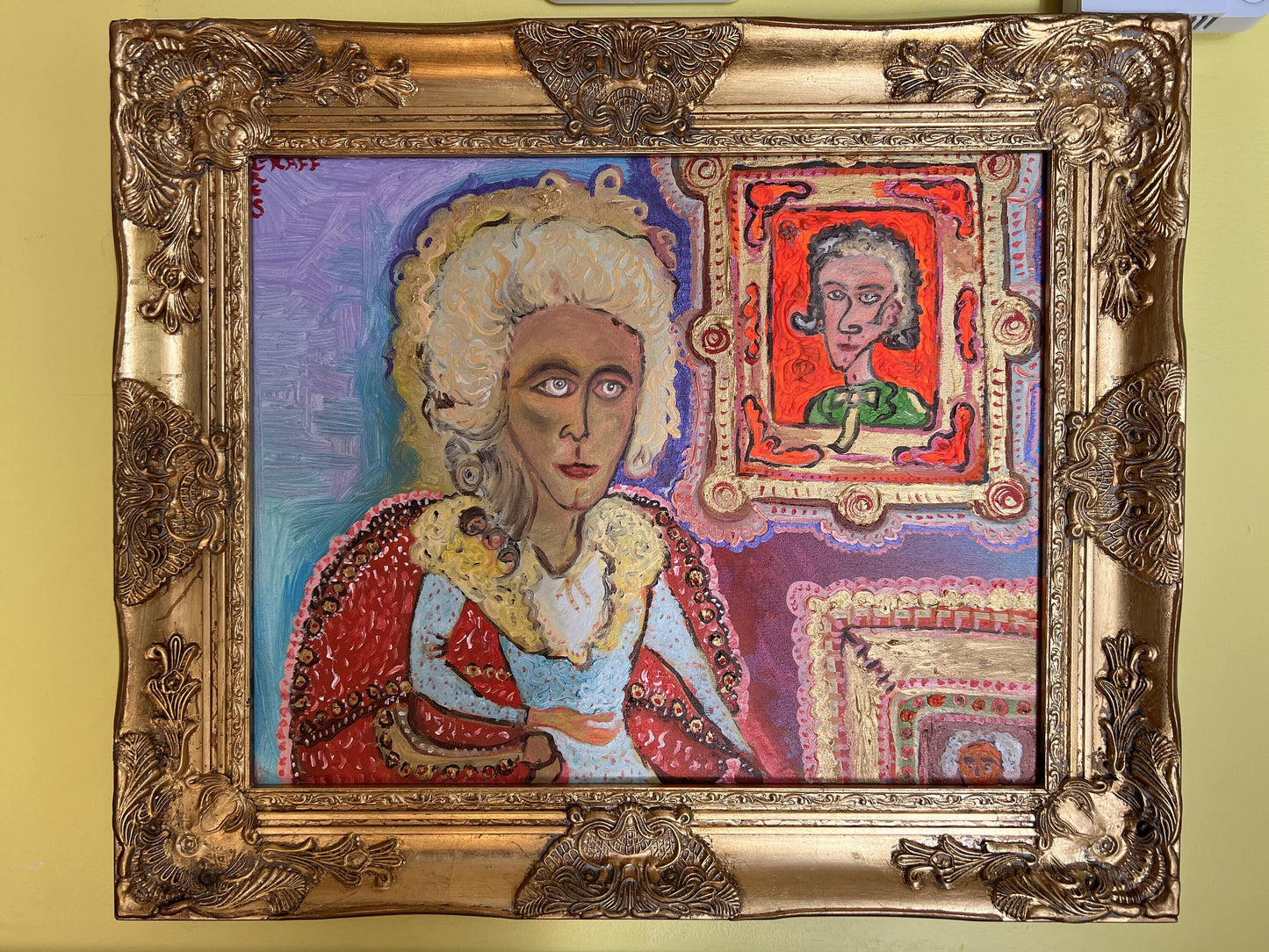 Textured Painting on Canvas by Serg Graff, Portrait of Elizabeth Hamilton, COA