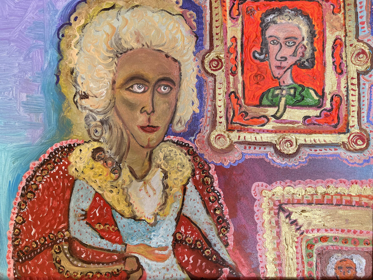 Textured Painting on Canvas by Serg Graff, Portrait of Elizabeth Hamilton, COA