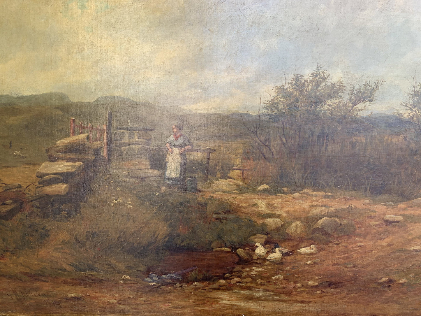 George Whitton Johnstone (British1849-1901) Antique 1876 oil painting Landscape