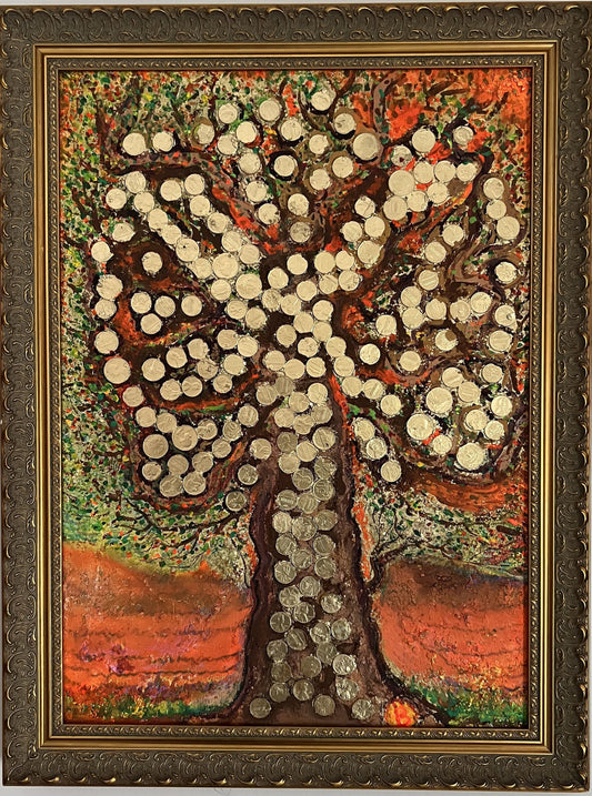Original Abstract Painting on Canvas, "Money Tree" Signed Serg Graff, COA