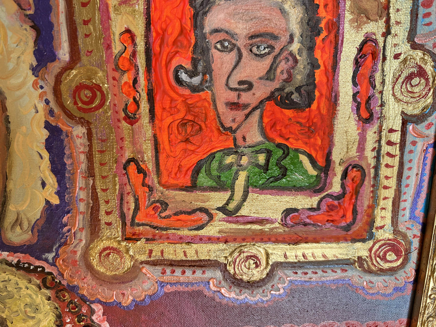 Textured Painting on Canvas by Serg Graff, Portrait of Elizabeth Hamilton, COA