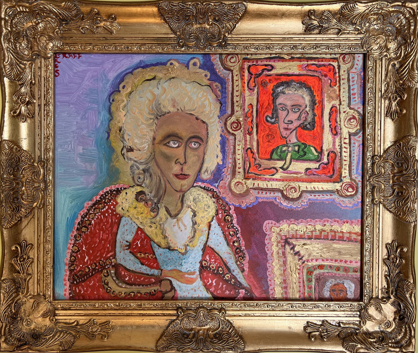 Textured Painting on Canvas by Serg Graff, Portrait of Elizabeth Hamilton, COA