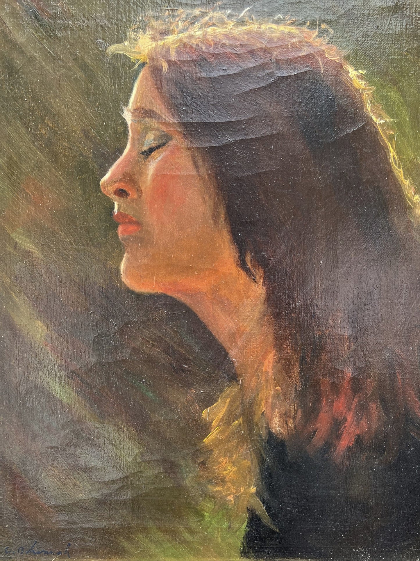 African American Artist Charles Bohannah (1910- 1985) oil painting, Portrait