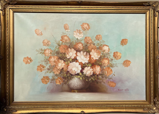 Listed Artist Robert Cox (1934-2001) Oil Painting on canvas Still life, Flowers