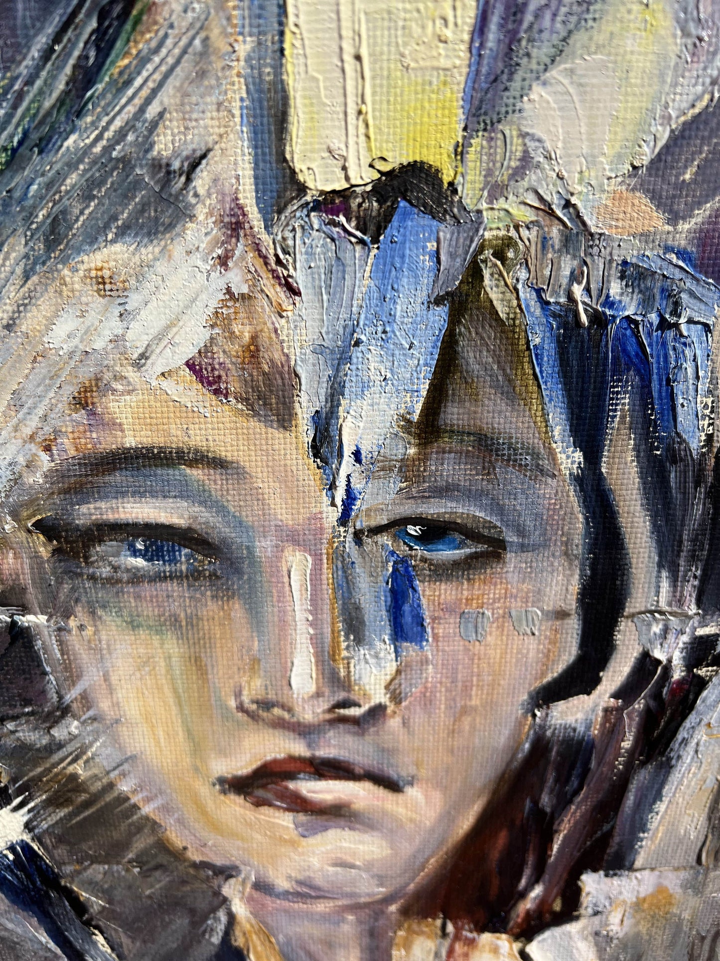 Large Original Painting on canvas contemporary Art, Whirlwind of Human Faces