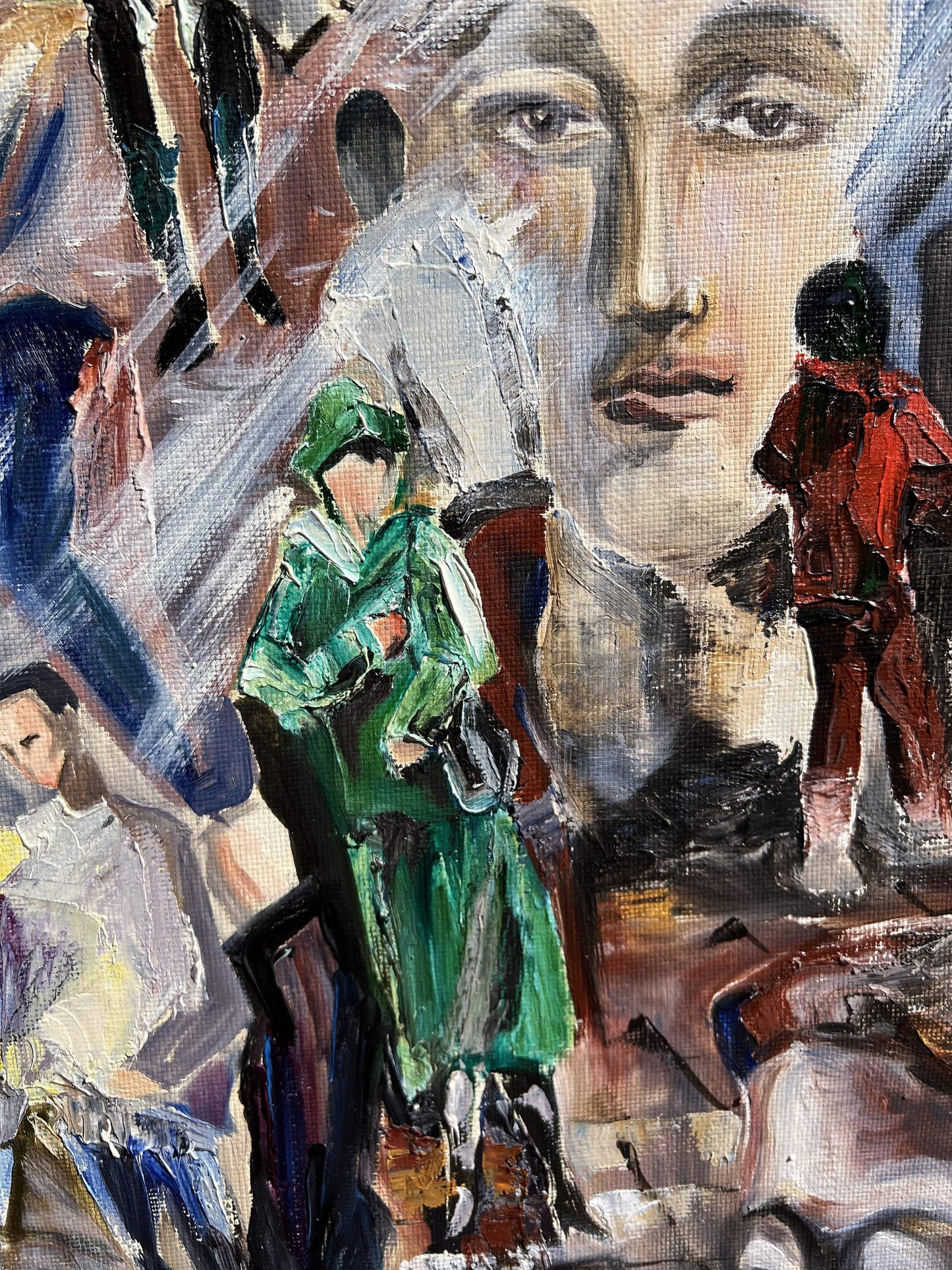 Large Original Painting on canvas contemporary Art, Whirlwind of Human Faces