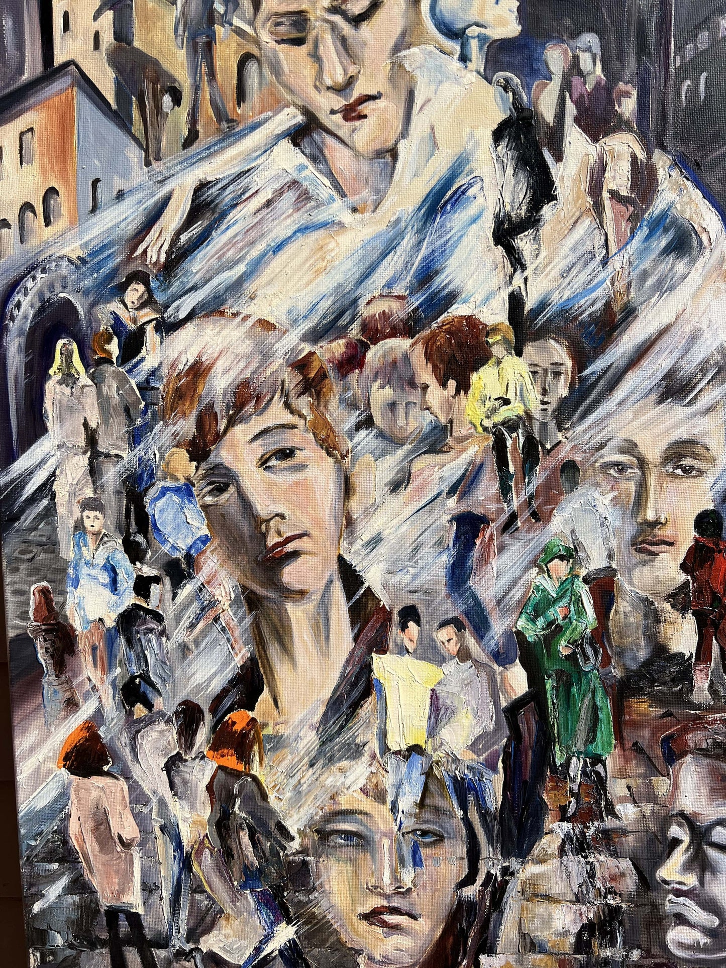 Large Original Painting on canvas contemporary Art, Whirlwind of Human Faces