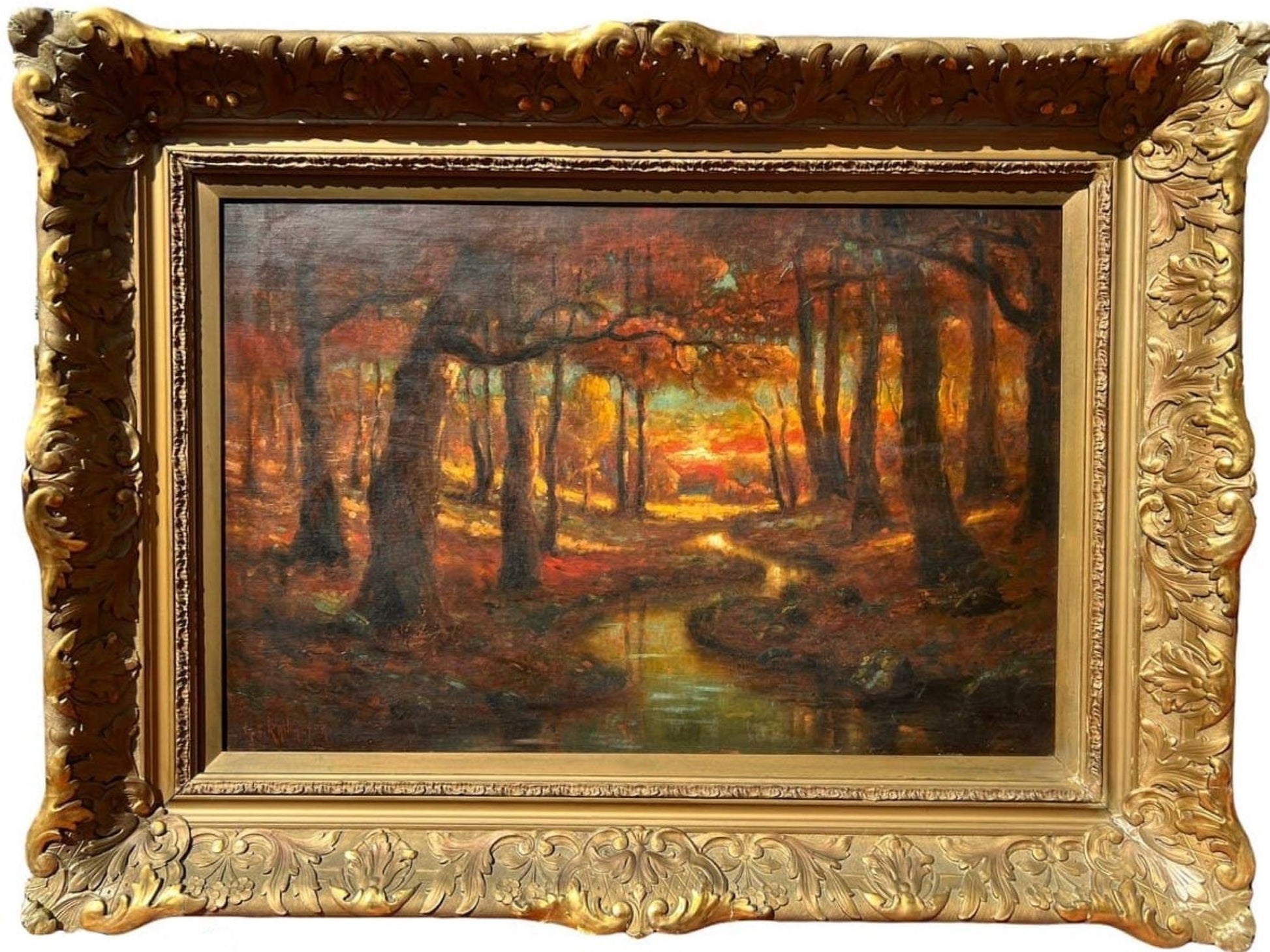 Listed American Artist George F. Kaumeyer (1856-1951) Antique landscape painting