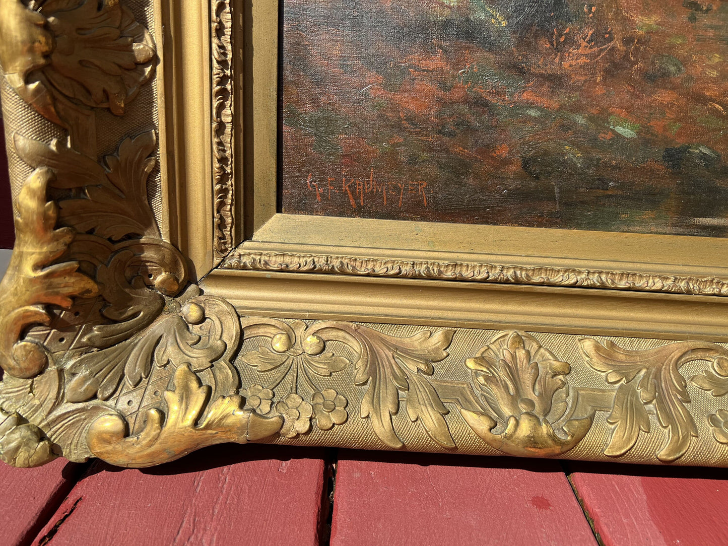 Listed American Artist George F. Kaumeyer (1856-1951) Antique landscape painting