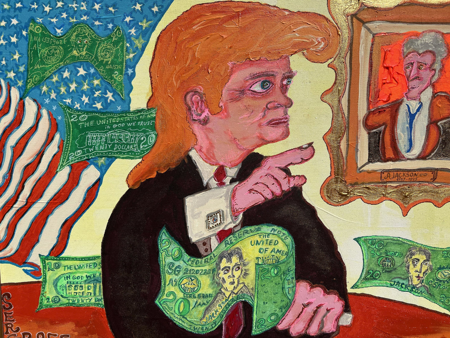 Original painting on canvas, portrait of Donald Trump by Serg Graff, COA, framed