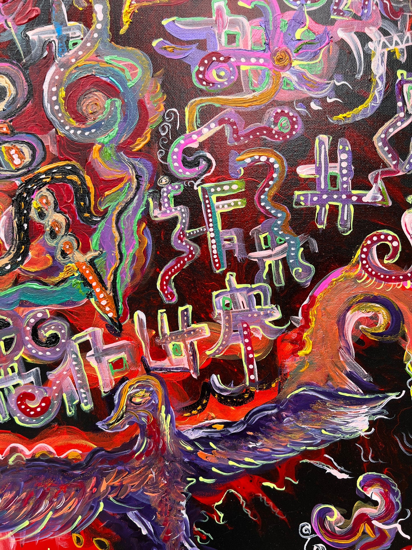 Original Abstract Painting on Canvas by Serg Graff, COA, Titled "Phoenix"