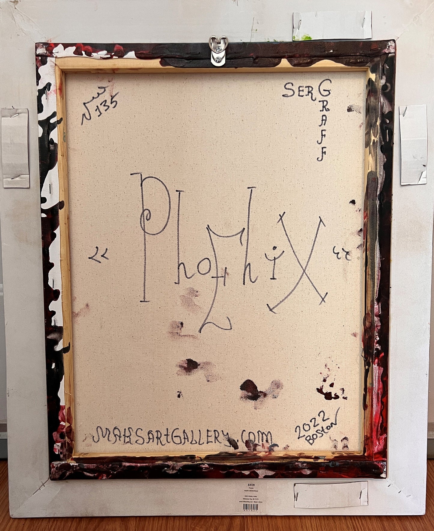 Original Abstract Painting on Canvas by Serg Graff, COA, Titled "Phoenix"