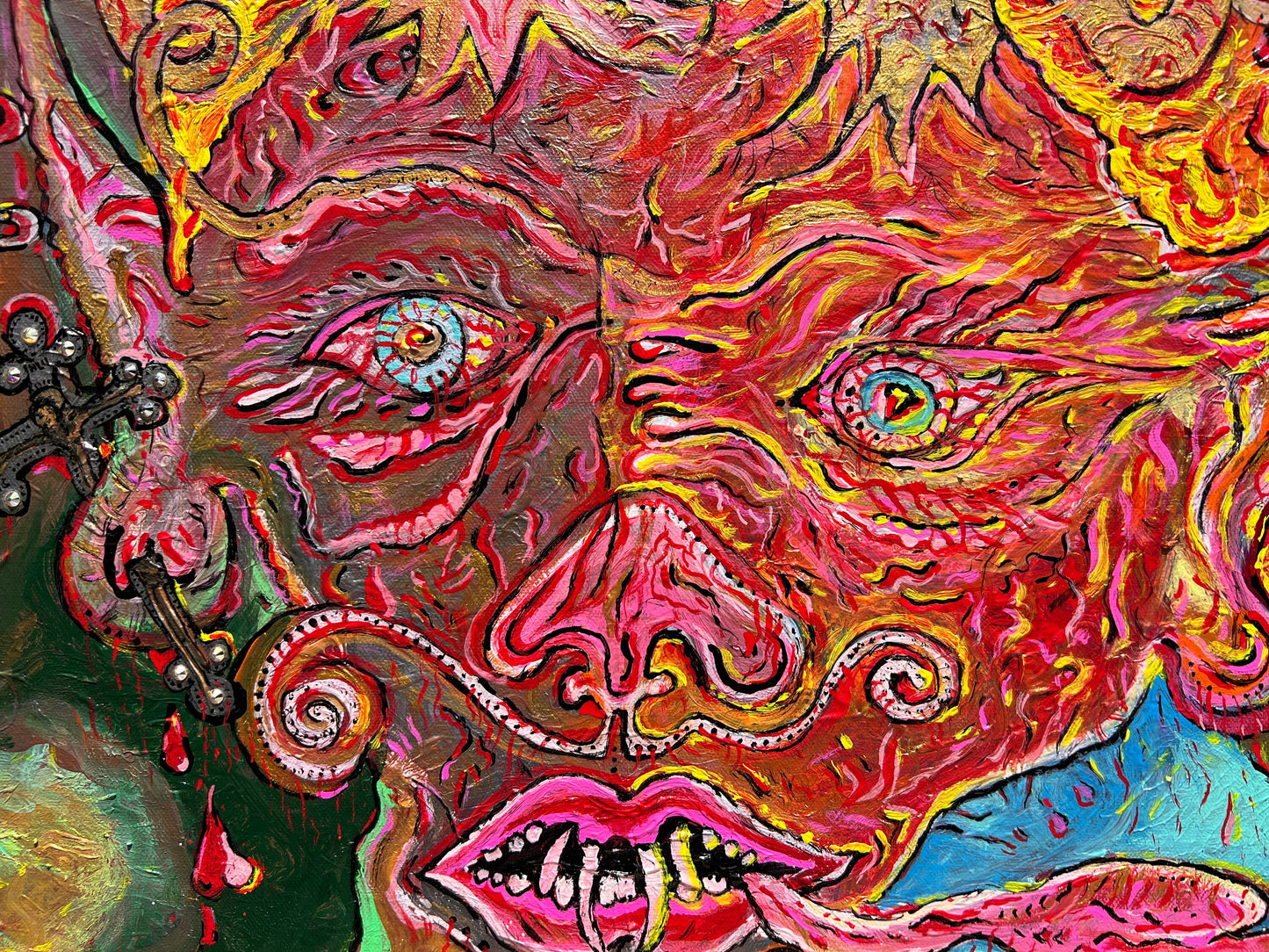 Original Abstract Painting on Canvas by Serg Graff, "Apocalypse" COA, framed