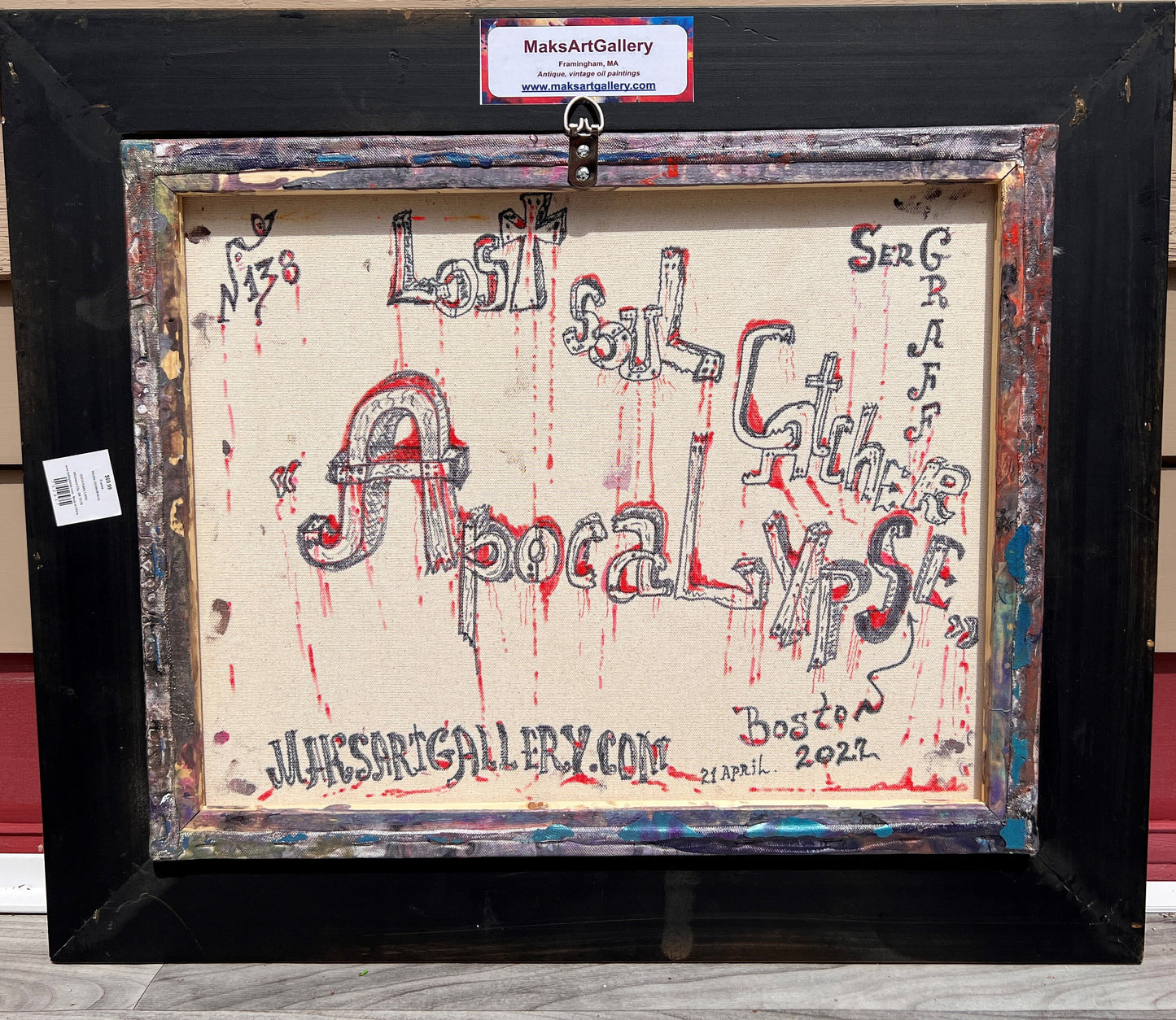 Original Abstract Painting on Canvas by Serg Graff, "Apocalypse" COA, framed