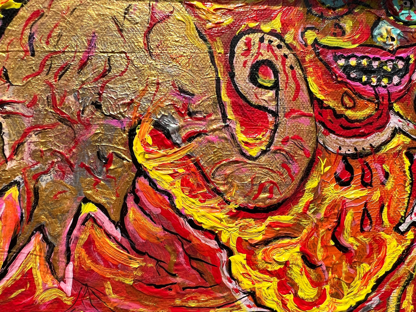 Original Abstract Painting on Canvas by Serg Graff, "Apocalypse" COA, framed