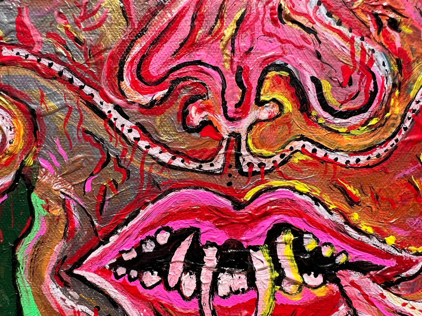 Original Abstract Painting on Canvas by Serg Graff, "Apocalypse" COA, framed
