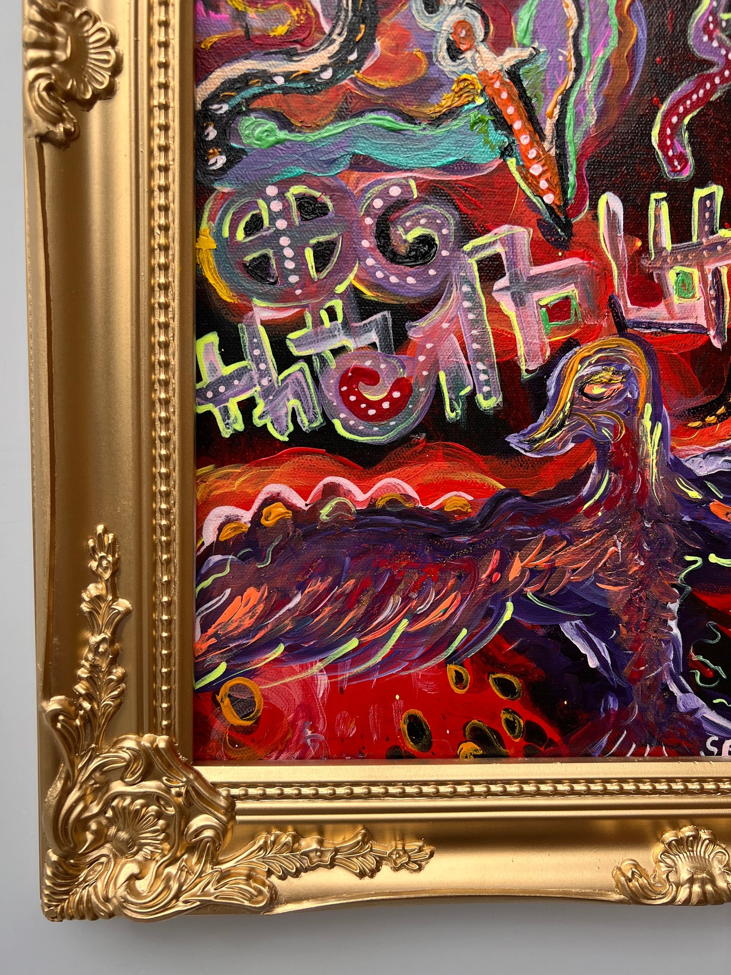 Original Abstract Painting on Canvas by Serg Graff, COA, Titled "Phoenix"