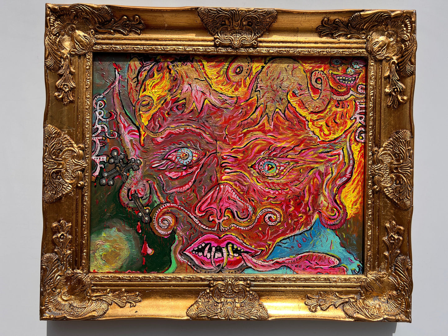 Original Abstract Painting on Canvas by Serg Graff, "Apocalypse" COA, framed