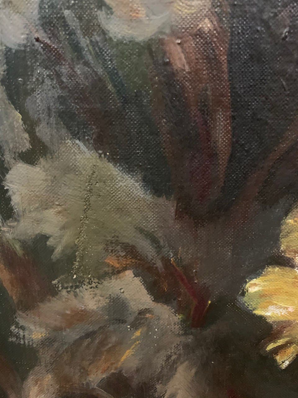 Antique Original Oil Painting On Canvas, Still life, flowers, Signed, Framed