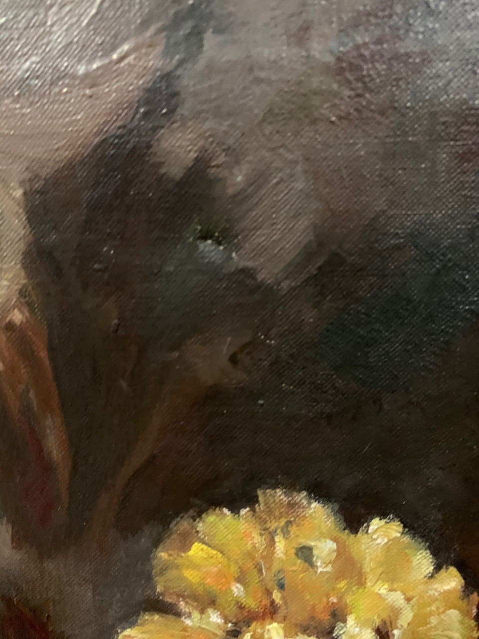 Antique Original Oil Painting On Canvas, Still life, flowers, Signed, Framed