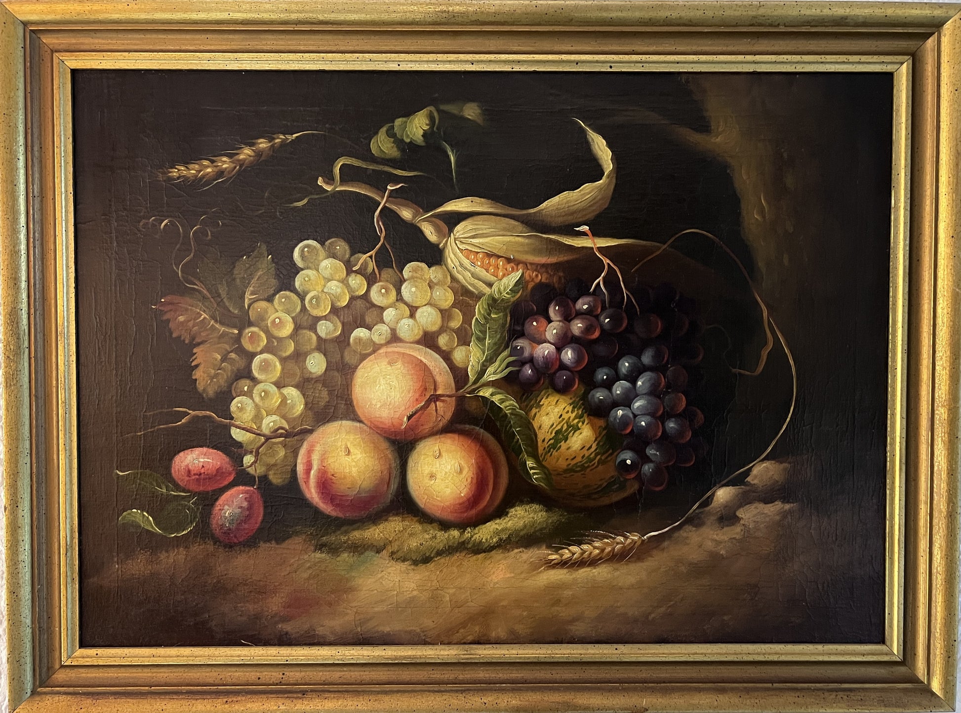 Antique 19th century Original Oil Painting on canvas, Still Life, Framed