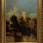 Antique 19th Century British Oil Painting by G. Wylle Rural Landscape Gilt Frame