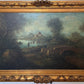 C. Patin Huge Vintage European Cityscape/ Landscape Oil Painting Gilt Frame