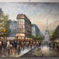 R.Young Large oil painting on canvas Paris street view, Unframed, Eiffel Tower