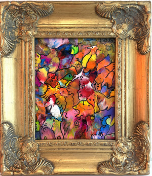 Original Abstract Painting Serg Graff "Cheerful Birds" Surreal Fantasy Art, COA
