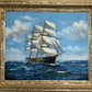 K.Dossi Original Sailing Ship Oil Painting, Nautical Seascape Unique Shell Decor