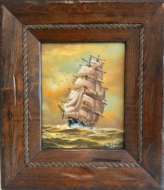 Hoffman Vintage Tall Ship Oil Painting Nautical Art Framed Original Maritime