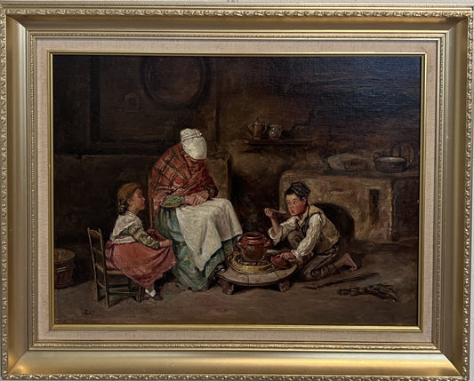 1904 L.Scott After Federico Mazzotta Antique Oil painting on canvas, Genre scene