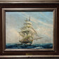 H. De Ruyser Vintage oil painting on canvas, Seascape, Framed