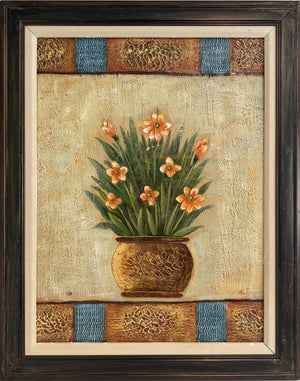 Original Floral Oil Painting “Golden Bloom” by Alena Kalen Framed Textured, COA
