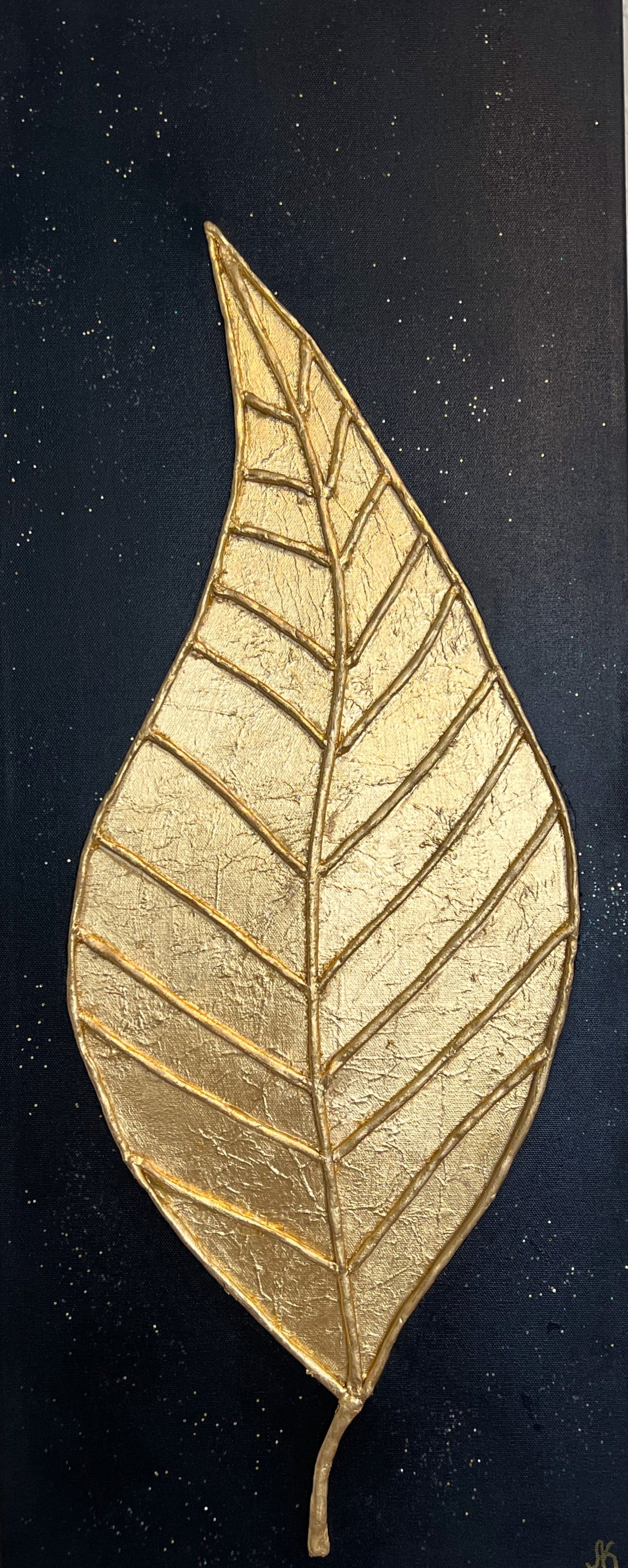 Original Gold Leaf Art on Canvas –“Timeless Leaf” by Alena Kalen 2025, COA