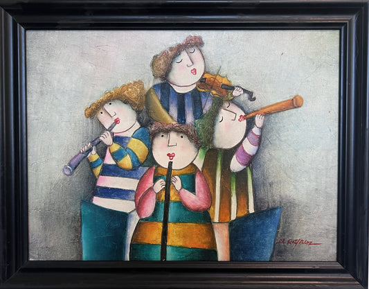 Joyce Roybal Original Painting on Canvas | Musicians | Signed & Framed Artwork