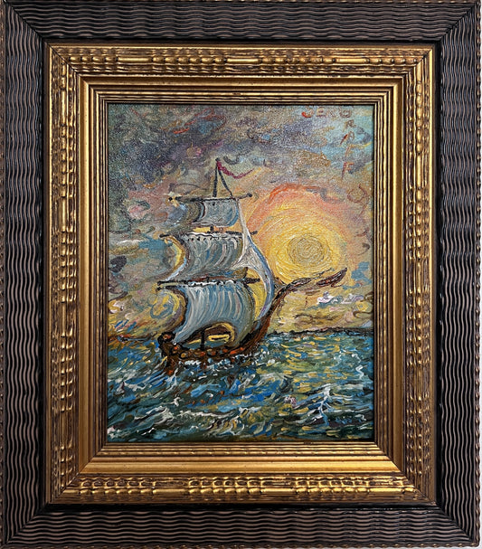 Original Oil painting on canvas by Serg Graff, seascape, Sailboat of Hope, COA