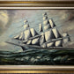 Listed Italian Artist Renato Longanesi Large oil painting on canvas Clipper ship