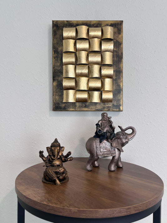 "Golden Folds" by Alena Kalen | 3D Textured Modern Interior Art | Signed + COA