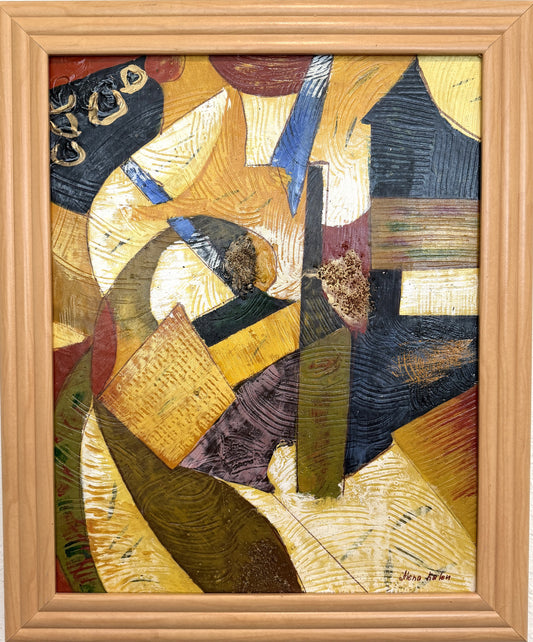 Alena Kalen Modern Geometric Original Abstract Oil Painting Cubist Reverie” COA